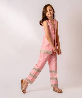 Baby pink cotton rayon pantsuit 2