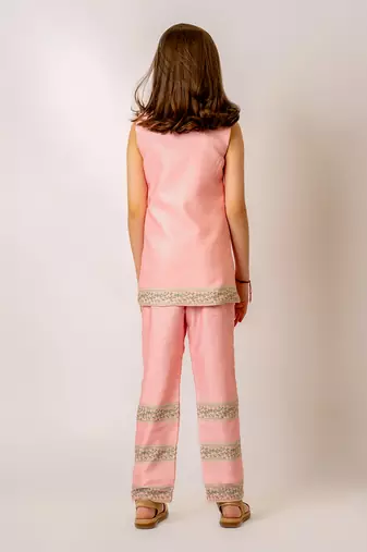 Baby pink cotton rayon pantsuit