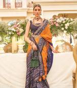 Mustard silk blend Saree With Unstitched Blouse Piece