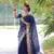 Heavy Jamdani Woven Linen Silk Blend Saree In Girlish Blue 