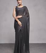 Black Girlish Partywear Rangoli c Solid Deisgner Saree