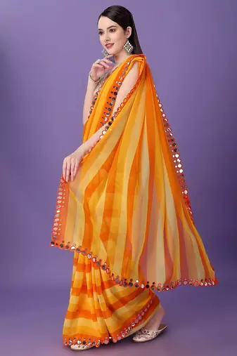  Yellow Style georgette Saree