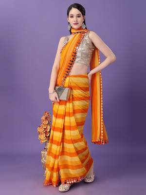  Yellow Style georgette Saree 4