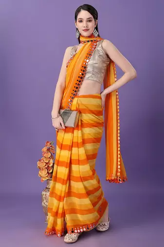  Yellow Style georgette Saree