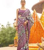 Wine silk blend Blend Saree With Unstitched Blouse Piece