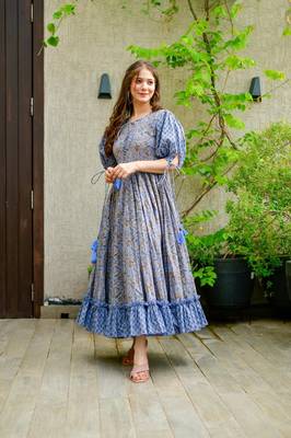 Designer cotton silk printed gown 2