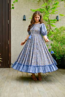 Designer cotton silk printed gown 3