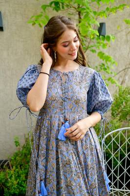 Designer cotton silk printed gown 4
