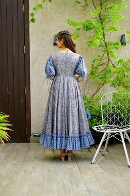 Designer cotton silk printed gown 5