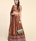 Orange Digital Print Work Silk Blend Fabric Flared Lehenga Choli With Dupatta.