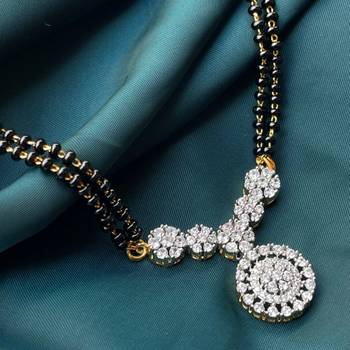 Gold american diamond mangalsutra 1
