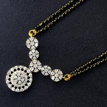 Gold american diamond mangalsutra 4