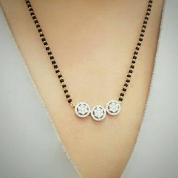 Gold american diamond short mangalsutra 2