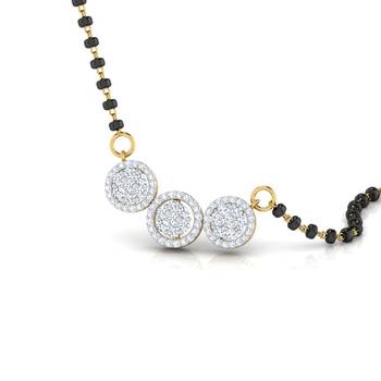 Gold american diamond short mangalsutra 3