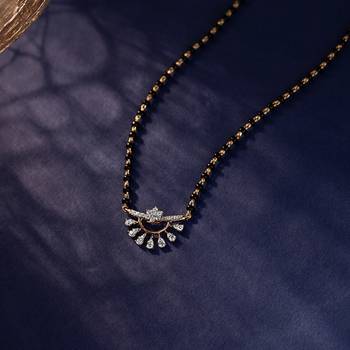 Gold american diamond short mangalsutra 1