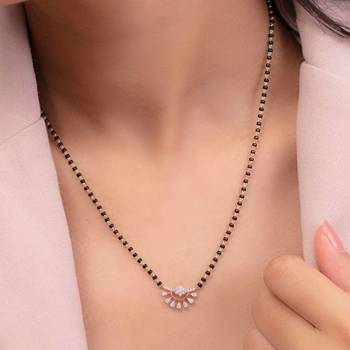 Gold american diamond short mangalsutra 2