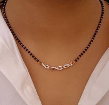 Gold american diamond short mangalsutra 2