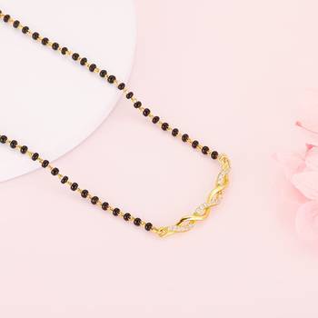 Gold american diamond short mangalsutra 3