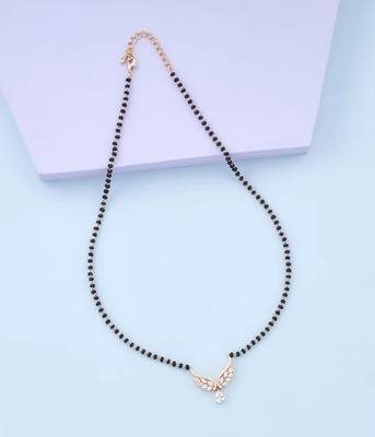Gold american diamond short mangalsutra 2