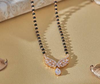 Gold american diamond short mangalsutra 4