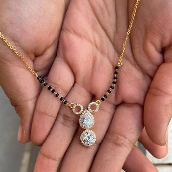 Gold american diamond short mangalsutra 4