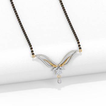 Gold american diamond short mangalsutra 4