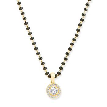 Gold american diamond short mangalsutra 4