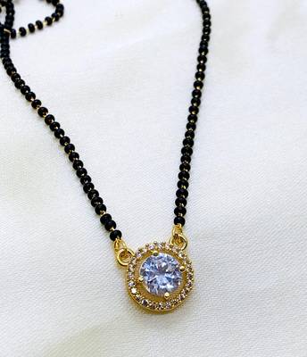 Gold american diamond short mangalsutra 4