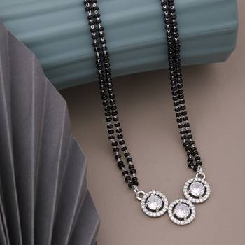 Gold american diamond short mangalsutra 3