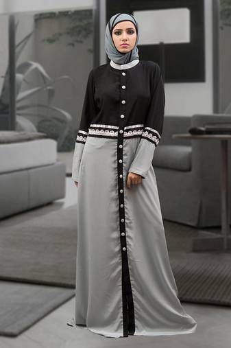 Dark gray and black partywear dubai abaya