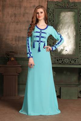 Blue crepe designer Abaya 1