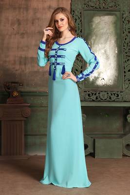 Blue crepe designer Abaya 2