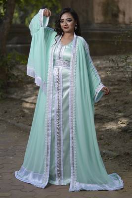 Mint Green Georgette Plain Kaftan 1