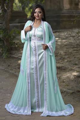 Mint Green Georgette Plain Kaftan 2