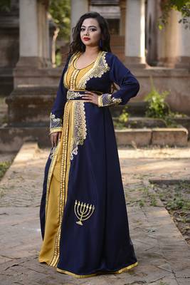 Dark blue designer party wear kaftan 2