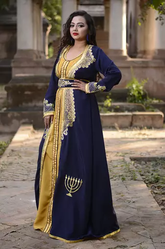 Dark blue designer party wear kaftan