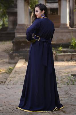 Dark blue designer party wear kaftan 4