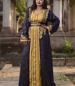 Blue and gold designer wedding kaftan