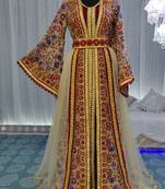 Beige and maroon moroccan african caftan
