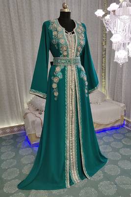Sea green designer moroccan kaftan 2