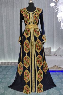 Dark blue moroccan israeli kaftan 1