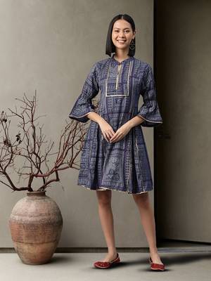 Riva enterprise women's  viscose reyon rinkle a line dress 1