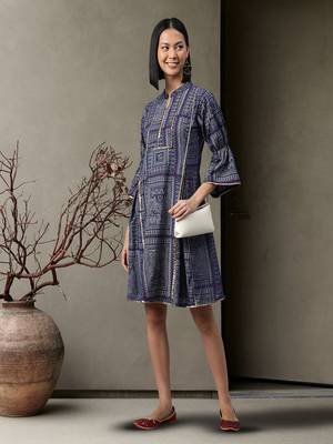 Riva enterprise women's  viscose reyon rinkle a line dress 2