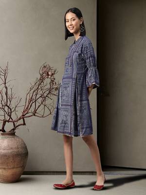 Riva enterprise women's  viscose reyon rinkle a line dress 3