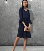 Riva enterprise women's  viscose reyon rinkle a line dress