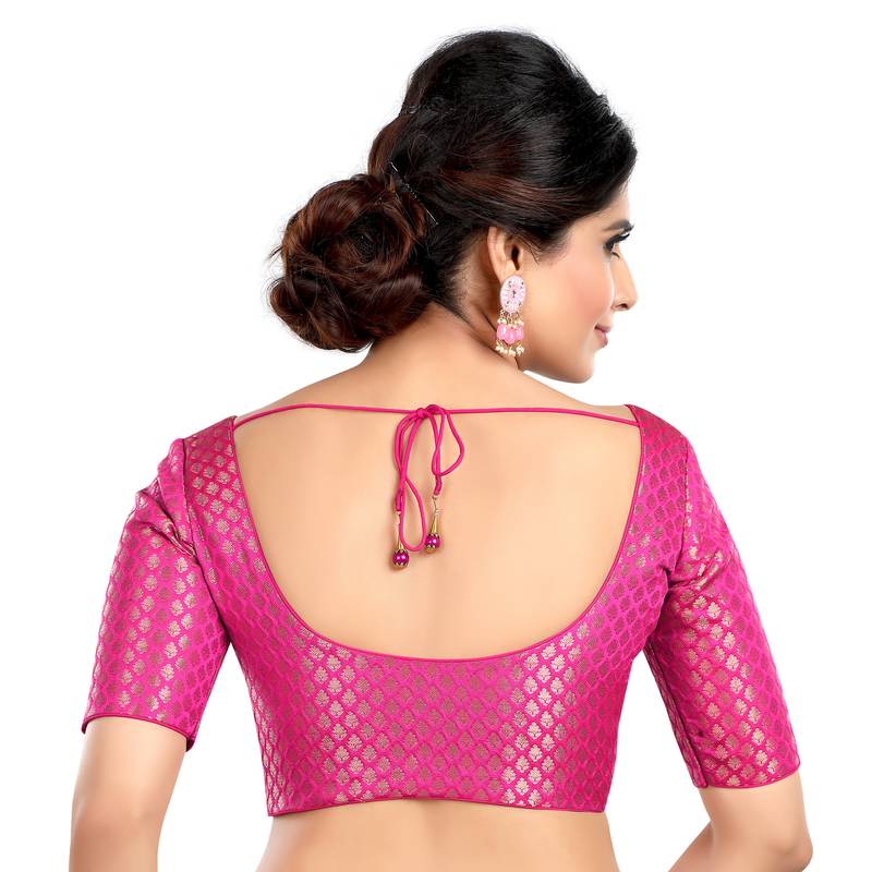 Rani Brocade Elbow Sleeves Padded Princess Cut Readymade Saree Blouse