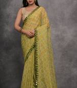 Girlish Green Ethnic Foil Printed Girlish Saree