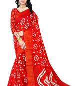 Red Colour Cotton Bandhani Printed Saree
