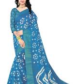 Sky Blue Colour Cotton Bandhani Printed Saree