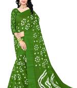 Green Colour Cotton Bandhani Printed Saree